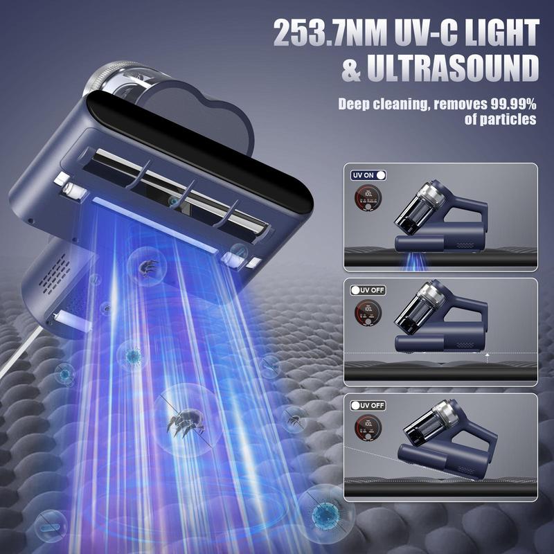 Teant mattress vacuum cleaner effectively removes dust mites and is suitable for various places such as beds and sofas.