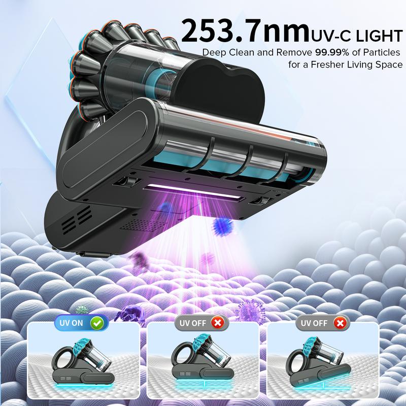 Belife M8 Mattress Vacuum Cleaner, hypoallergenic and mite-removing mattress vacuum cleaner with safe UV function.