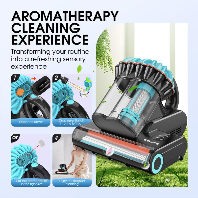 Belife M8 Mattress Vacuum Cleaner, hypoallergenic and mite-removing mattress vacuum cleaner with safe UV function.