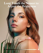 Travel makeup mirror, portable folding mirror, touchscreen, adjustable brightness.