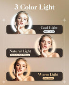 Travel makeup mirror, portable folding mirror, touchscreen, adjustable brightness.