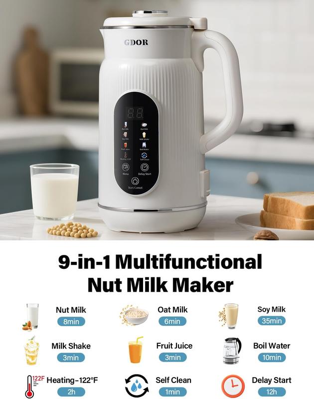 8-in-1 Multifunctional Fully Automatic Nut Milk Maker and Coffee Maker
